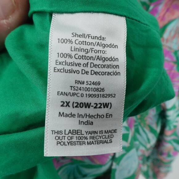 Tropical Ruffle Sundress 2X‎ Off Shoulder Floral Leafy Print Summer Resortwear - Picture 13 of 13